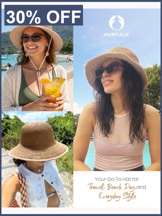 Women\'s UPF 50 Wide Brim Straw Sun Hat Packable main image 4